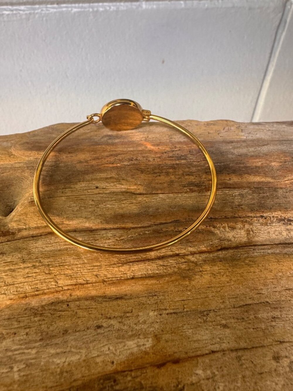 Michael Kors Gold Tone Pavé Crystal Logo Medallion Hinged Bangle Bracelet - Picture 4 of 7
